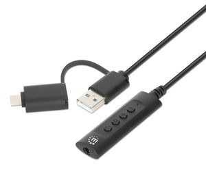 Câble adaptateur audio auxiliaire stéréo 2-en-1 USB-C et USB-A vers 3,5 mm Image 1