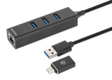 Concentrateur combiné USB 3.0 Type-C/A à 3 ports avec adaptateur réseau Gigabit Ethernet Image 1