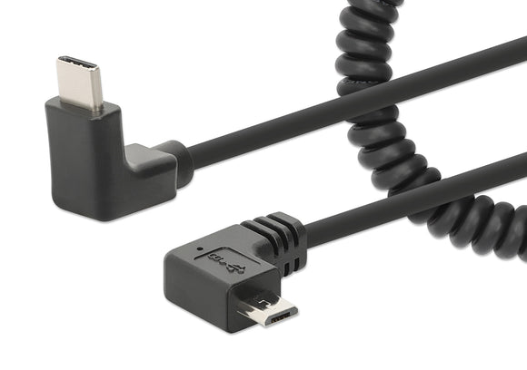 Câble de charge enroulé USB-C vers Micro-USB Image 1